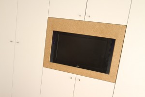 White Modern TV Media with strawboard frame