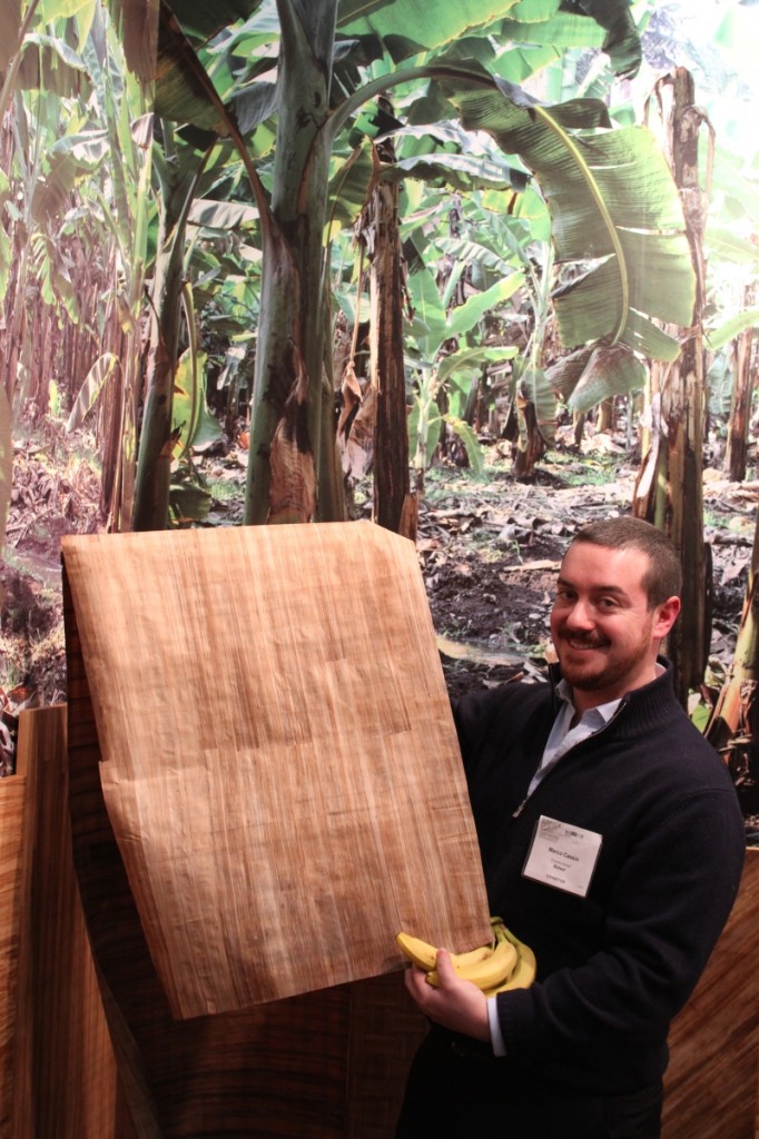 Marco Cassin holding his eco banana veneer