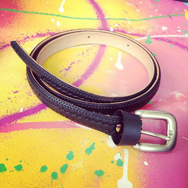 Belt made from used bike tire.