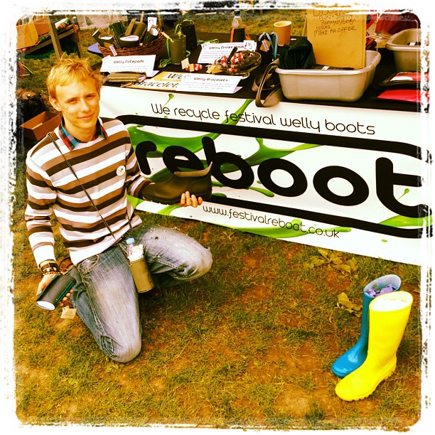 ReBoot stall with useful items made form unwanted festival boots.