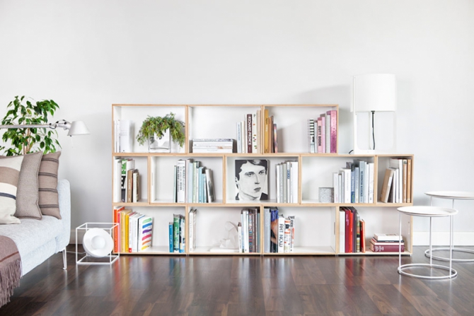 Bookcase shelving made from birch plywood